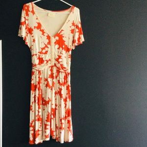 Anthropologie, Large, Orange/Cream pattern dress